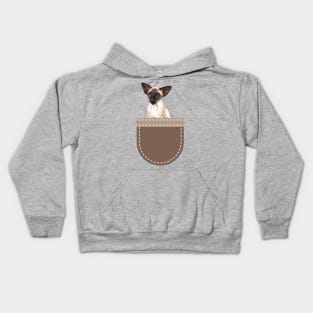 Cat in Pocket (Siamese Cat) Kids Hoodie